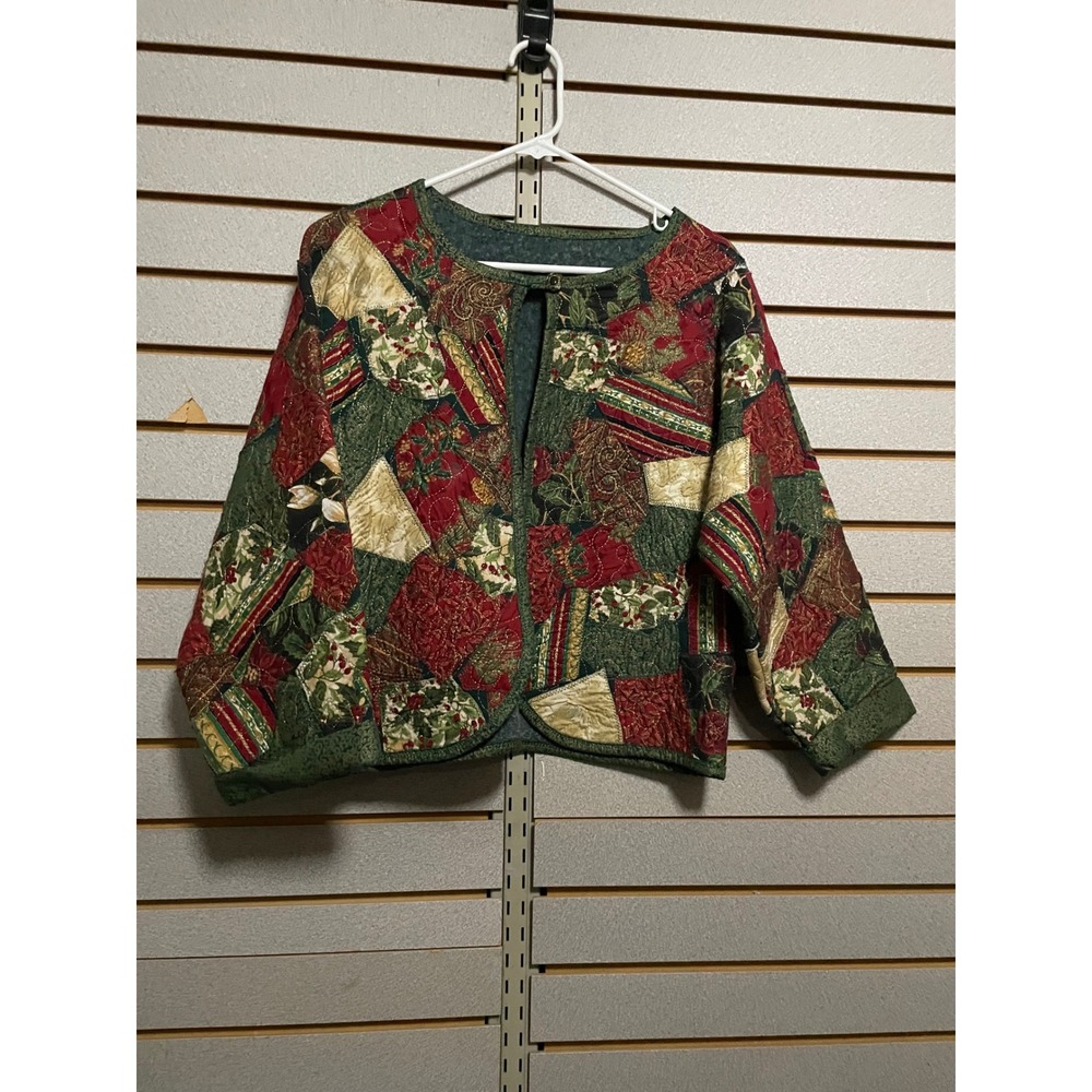 Quilted Patchwork Christmas Holiday Jacket Women'… - image 1